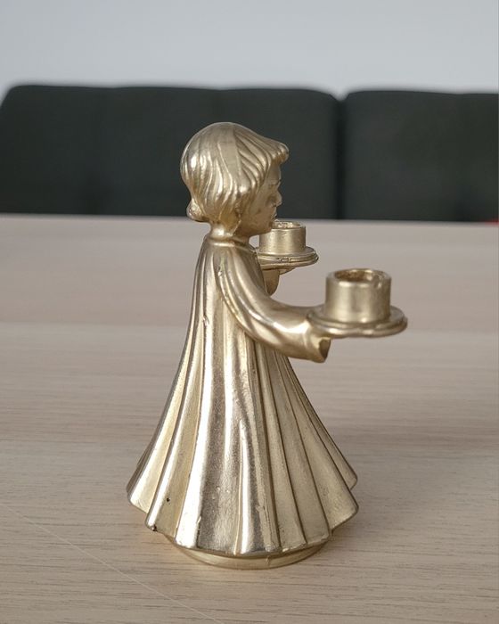 Figurka metalowy aniołek - świecznik na dwie świeczki