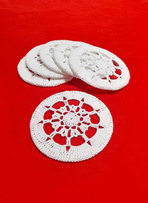 Bases Renda Crochet Vidro Copos Vintage
