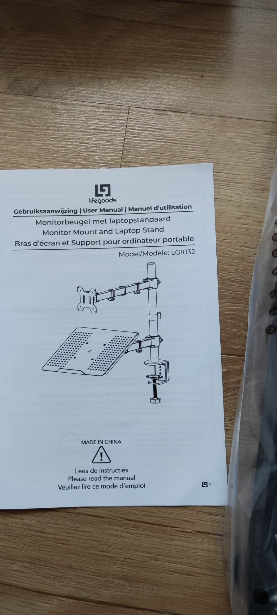 Bras pour écran double LifeGoods avec support pour ordinateur portable -  Également