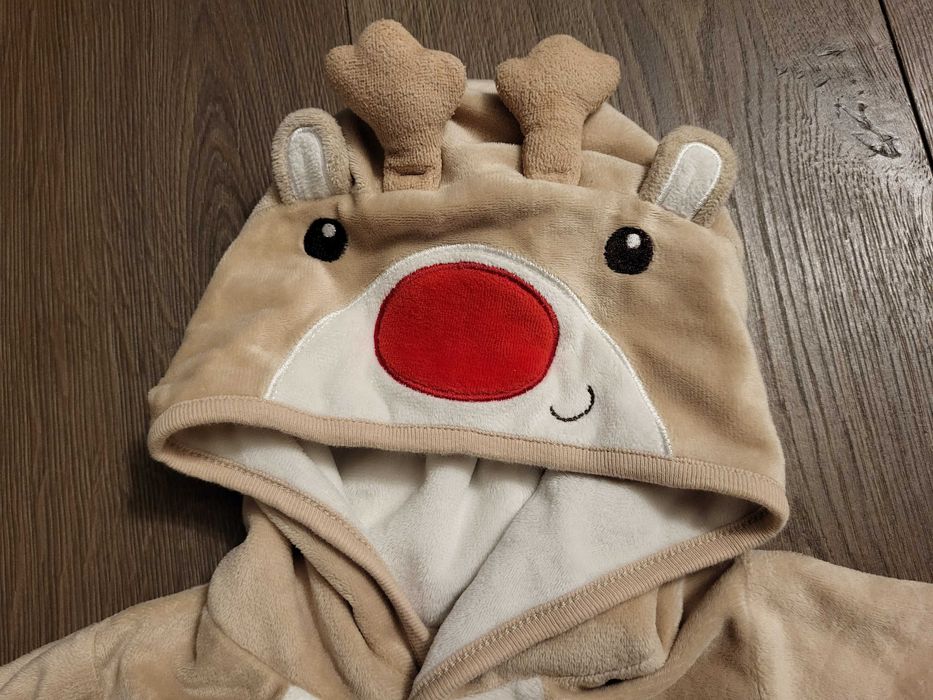 Kombinezon r. 80-86 polarowy ze stópkami renifer mięciutki jak nowy