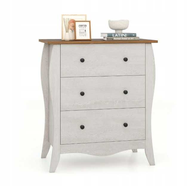 COSTWAY Komoda Rustykalna 3 Szuflady Szara 67,5cm Loft Vintage