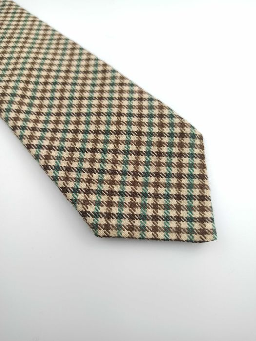 Pure New Wool wełniany krawat w kratkę mpe40