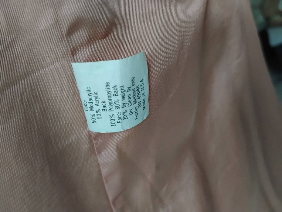 Sztuczne beżowo-brązowe futerko Made in USA r. 40 42