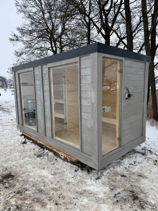 Sauna ogrodowa ocieplona z przedsionkiem elektryczna  LUB drewno