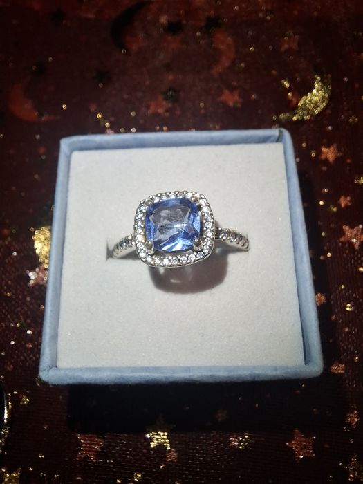 Anel zircónia azul S925