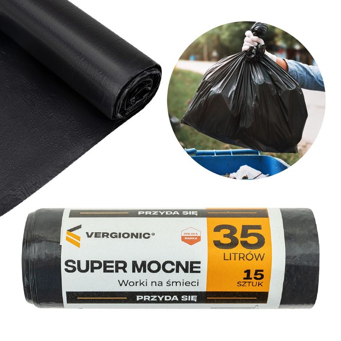 Worki na śmieci 35l 15sztuk super mocne