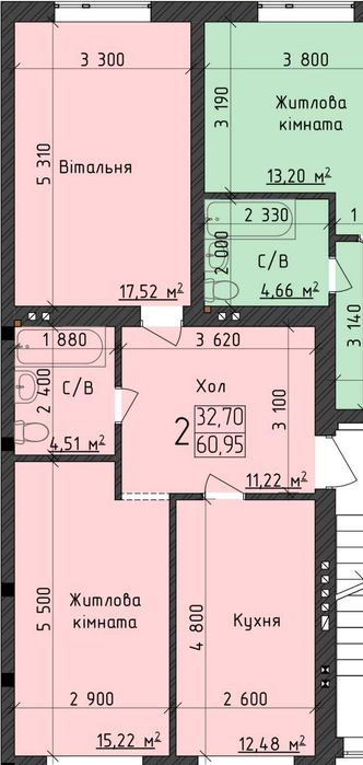 2-комнатная квартира по адресу ул. Капеланська (площадь 61 м²) - Atlanta.ua - фото 2