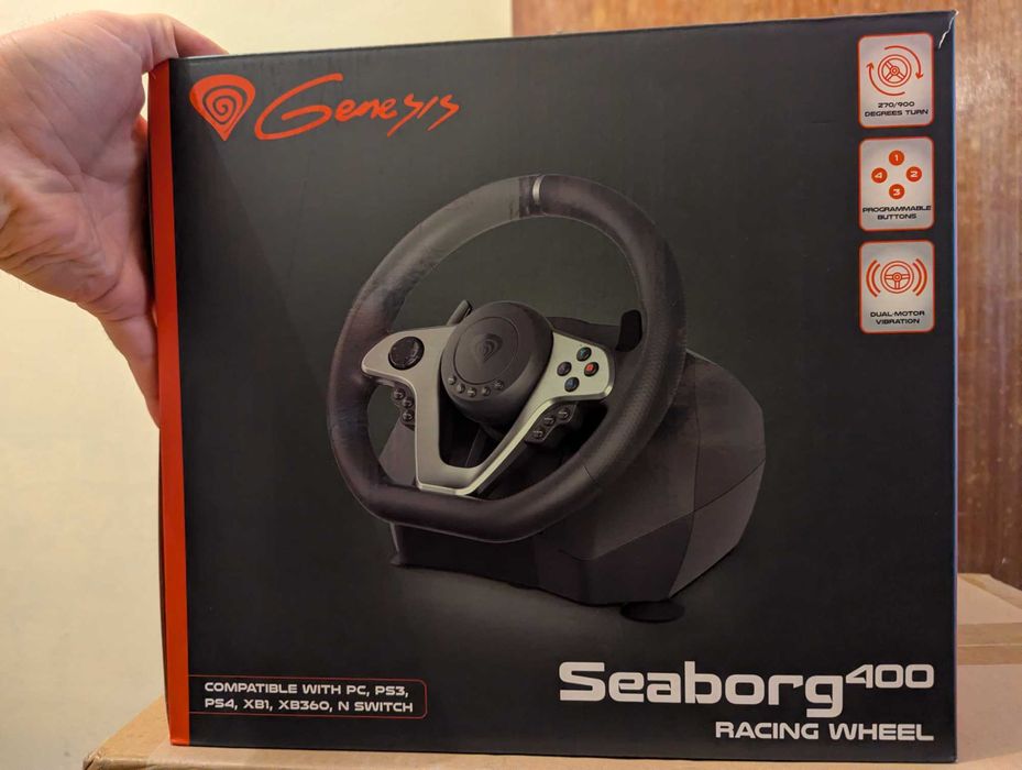Volante e pedais para PC e consola genesis seaborg 400