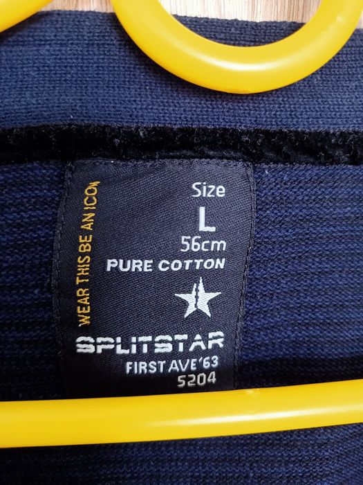Męski granatowy sweter w paski, L, Splitstar
