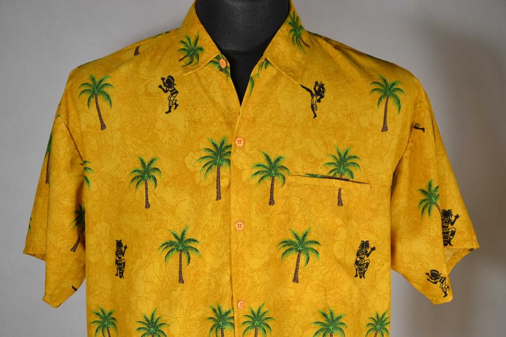 RINA Koszula Męska Hawajska Palmy L Oryginalna Terivoile Super Stan