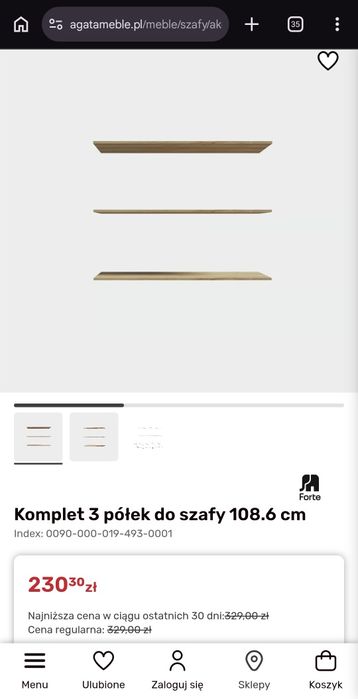 Półki 4szt 2,3mm 109x54,5cm