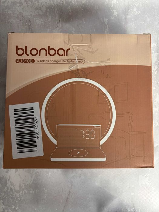 Lampka Nocna LED Ładowarka Indukcyjna Zegar Budzik Blonbar Nowa