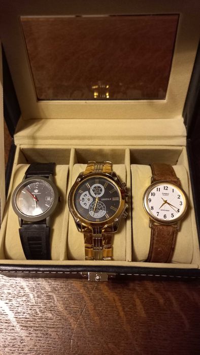 Sprzedam zestaw 3 zegarków w organizerze Casio, Geneva, King