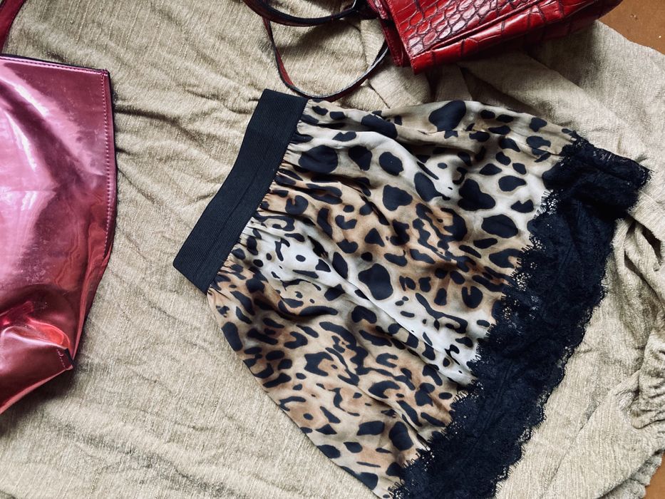 Шовкова леопардова спідниця міні xs