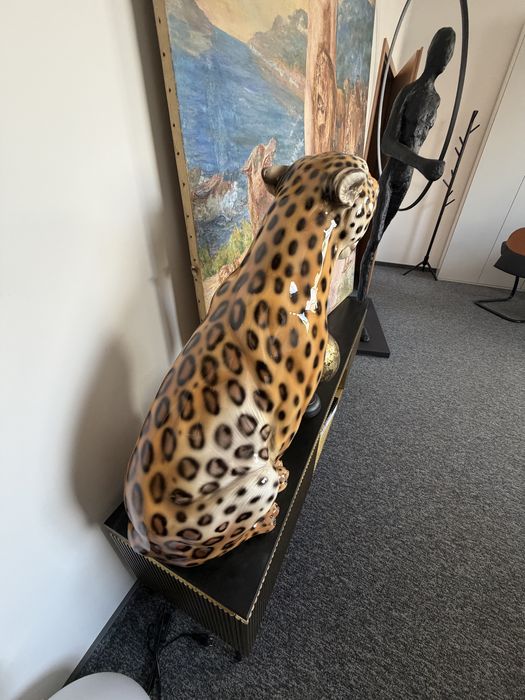 Piękna ceramiczna figura , rzeźba Lampart 80 cm super stan