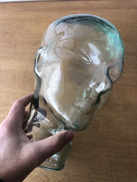 Expositor Cabeca em Vidro / vintage / tamanho real