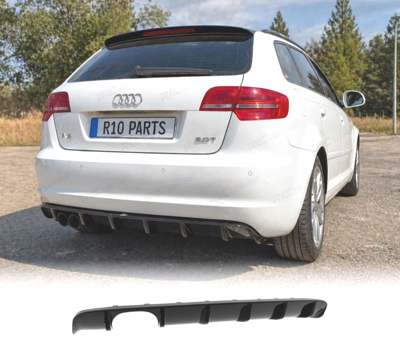 DIFUSOR AUDI A3 8P 08-13 LOOK RS3 PRETO BRILHANTE