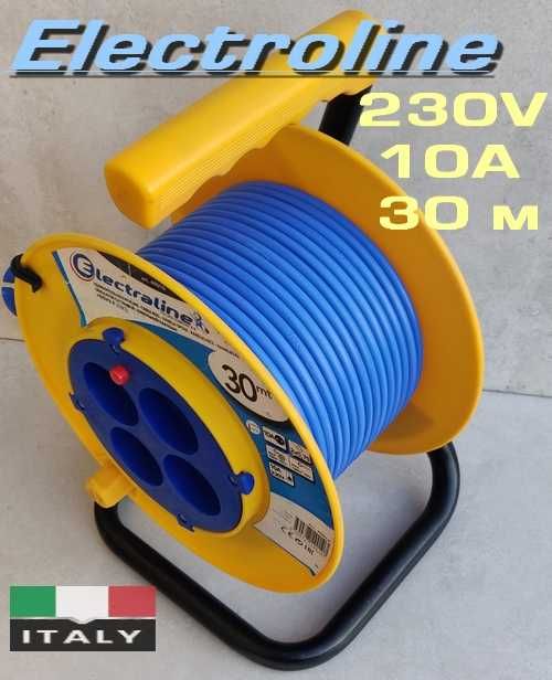 Подовжувач / удлинитель на катушке Electroline 230V|10А|30м (Италия)