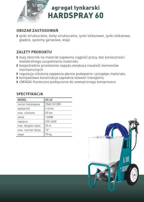 Agregat tynkarski HARDSPRAY 60 Grone do tynku gładzi kleju