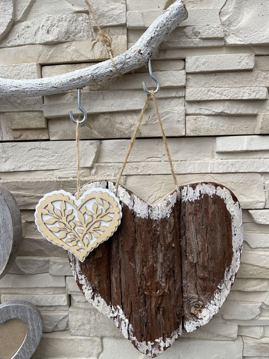 Handmade serca na kiju serce drewno sznurek Walentynki