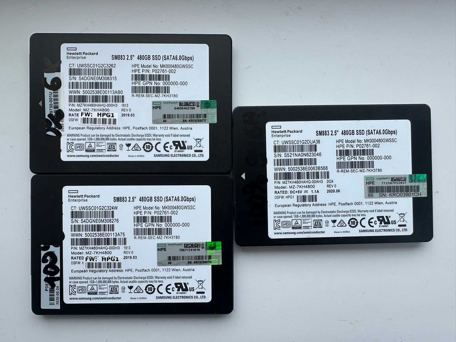 SSD 2.5" 400 480gb Samsung SM883 Intel S3610 MLC SATA 3 500gb 512gb