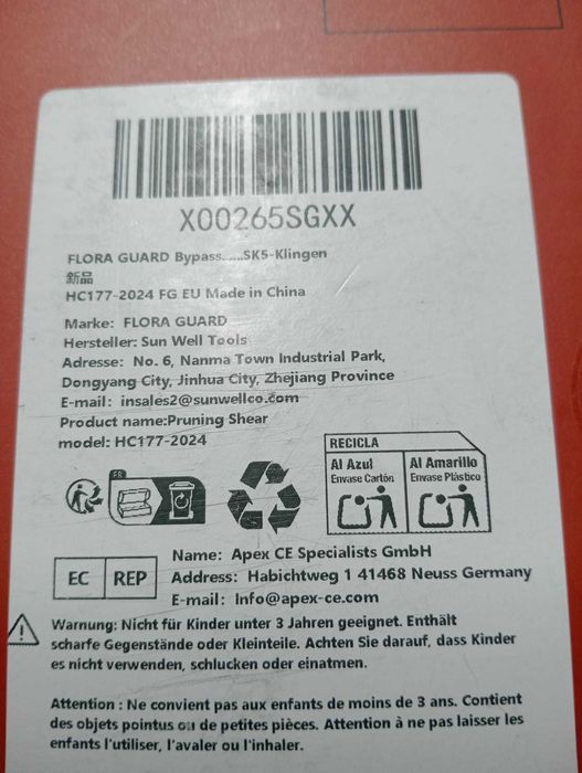 Tesoura de Poda Flora Guard – Lâminas Aço SK5 – Mod. HC177 – NOVA