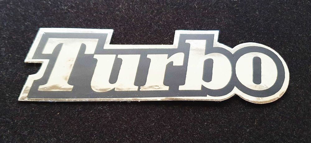Antigo Autocolante Metalizado ~ "TURBO" ~ Vintage Anos 80 ~ (Renault 5 GT Turbo?)