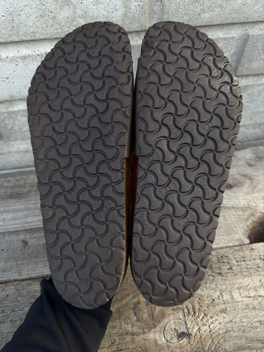 Brązowe, skórzane klapki sandały Birkenstock Madrid, rozmiar 43