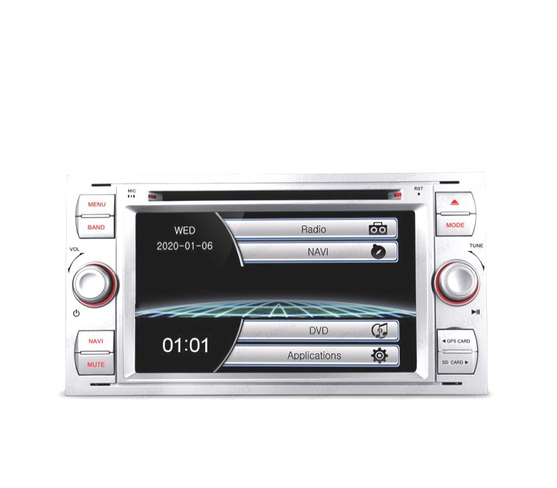 AUTO RADIO 2DIN 7" PARA FORD QUADRADO COLOR CINZA PRATEADO USB GPS TACTIL HD
