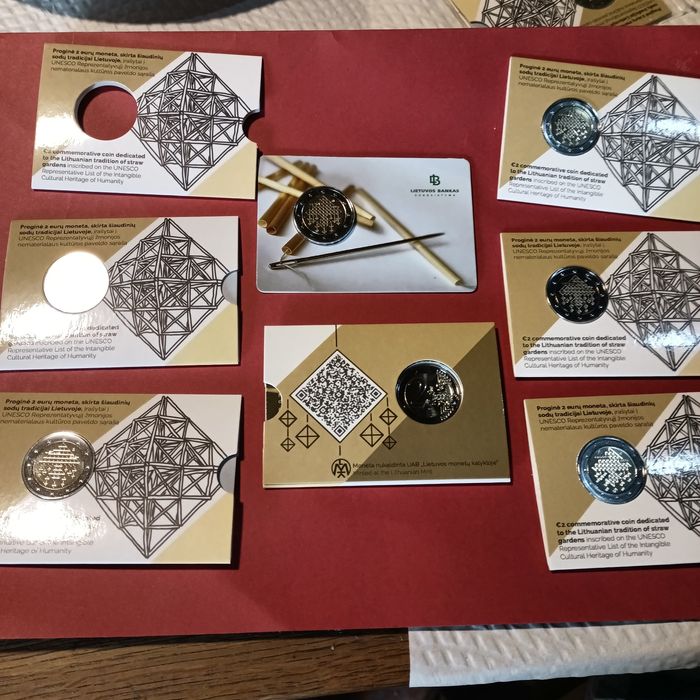 Moeda Coincard Lituânia 2024 , jardins de palha