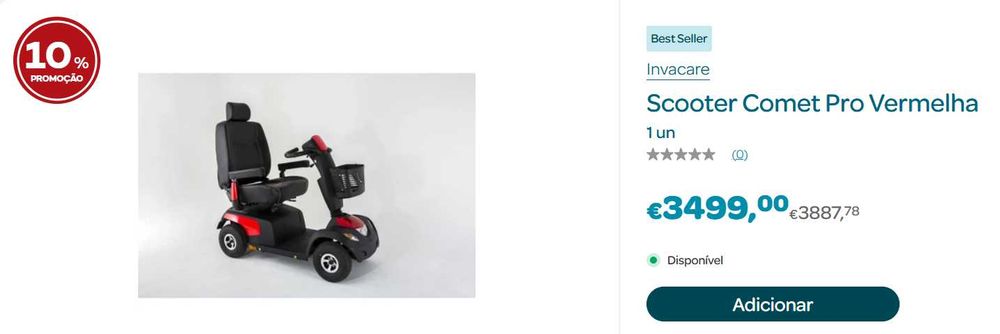 Cadeira de Rodas Elétrica (Scooter Comet Pro Vermelha)