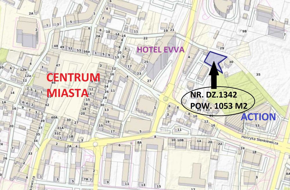 Sprzedam ½ udziału działki budowlanej- Tarnobrzeg, Centrum