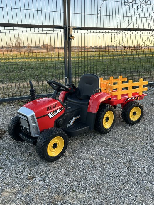 Traktor na akumulator z Przyczepką Pilot 137cm 12V Miękkie koła EVA