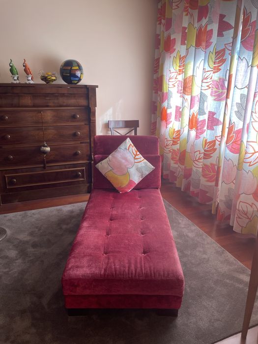 Chaise long veludo cor de rosa