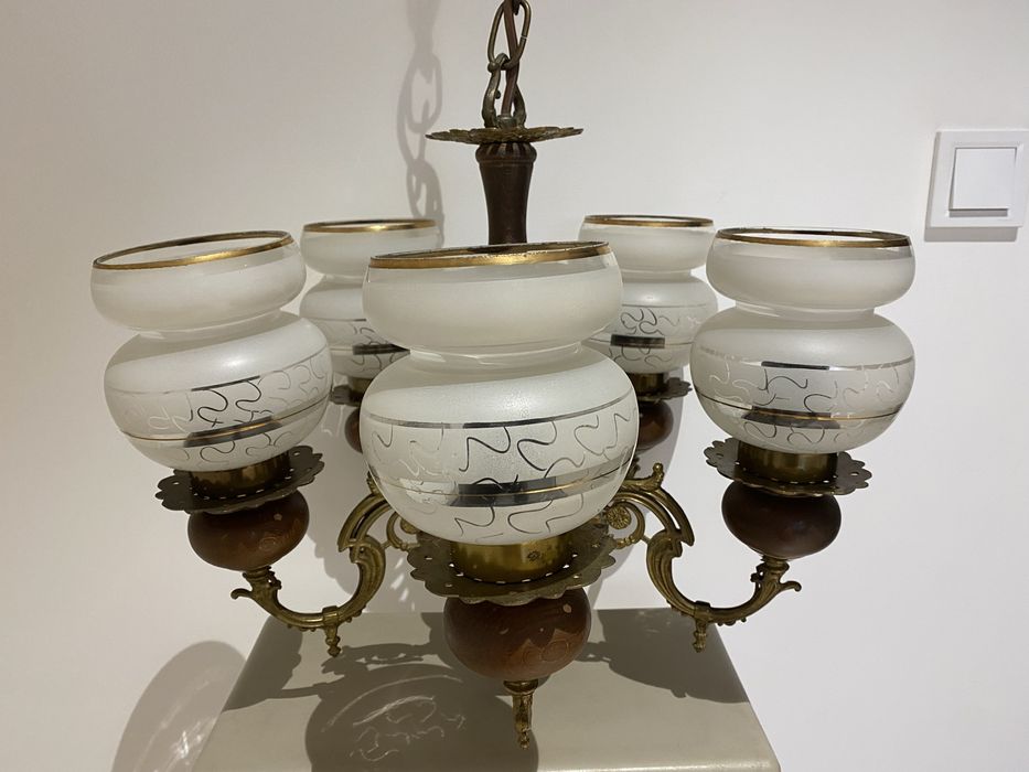 Стельовий вінтажний комплект люстра та два бра