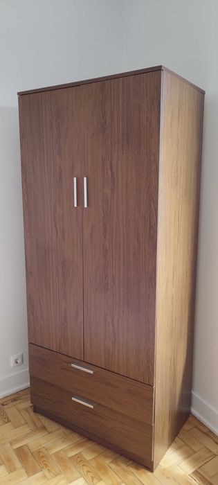 Roupeiro Novo - cor Carvalho Escuro - 2 portas e 2 gavetas