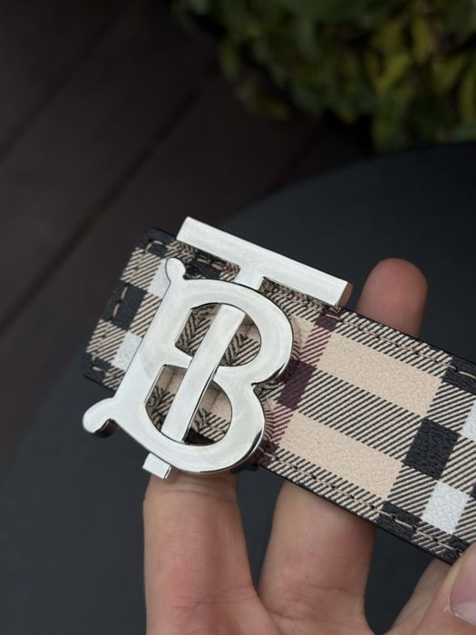 Ремень Burberry бежевый мужской ремінь Барбери шкіряний чорний пасок