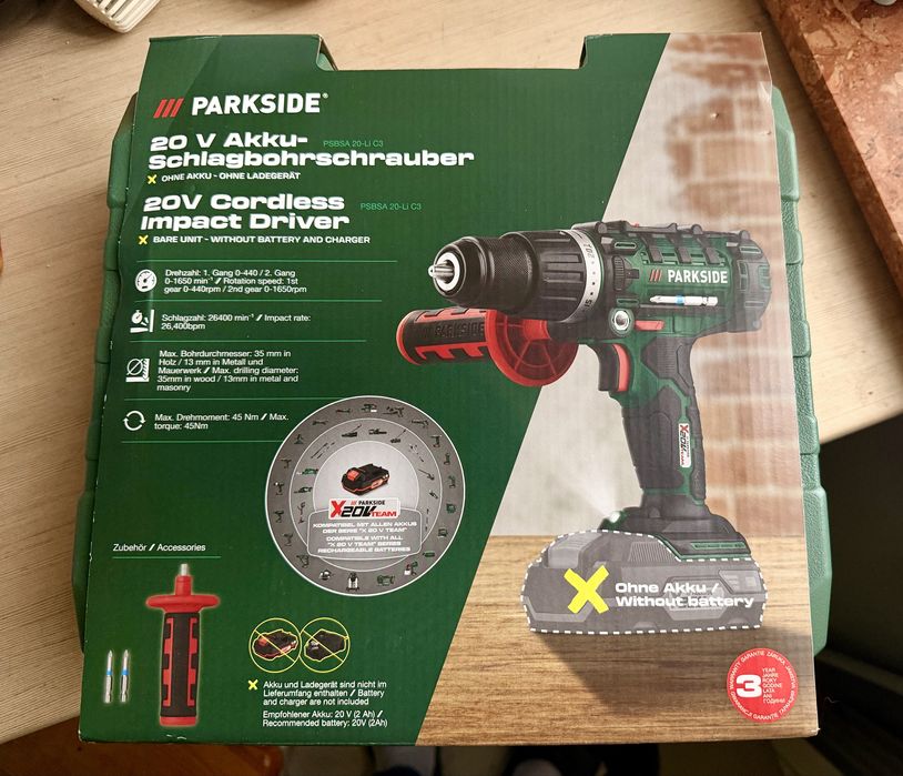 Wiertarko wkrętarka udarowa PARKSIDE PSBSA 20 + ladowarka + bateriq