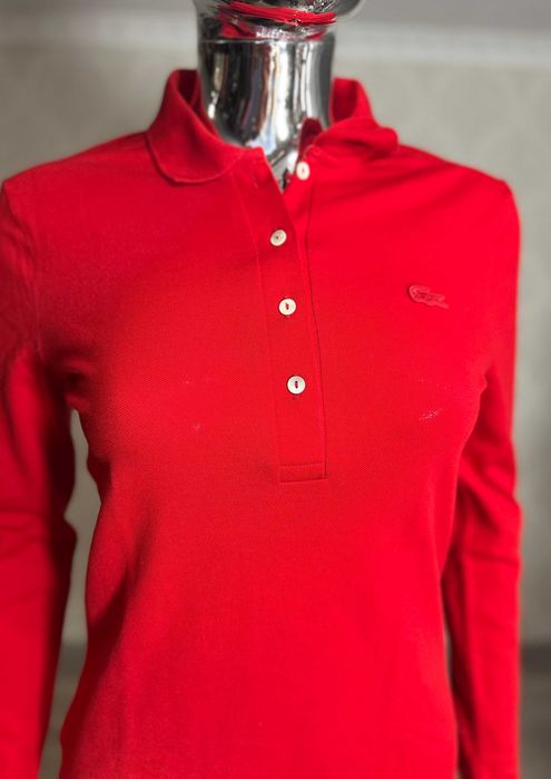 Koszula Damska Polo Lacoste z Dł.Rękawem czerwona rozmiar. XS / 34
