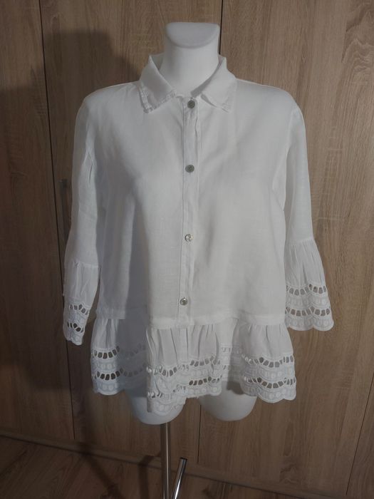 Elegancka biała koszula z lnu – Made in Italy – jak nowa!