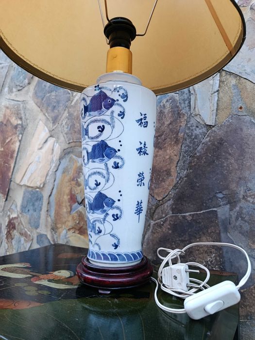Candeeiro Abajur Porcelana da China Antigo 61 cm
