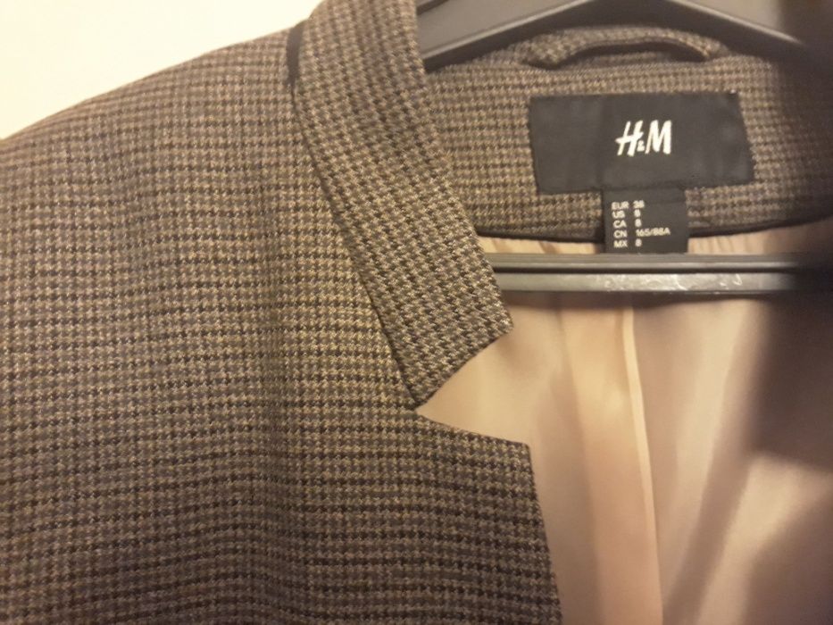 Damska marynarka w drobną kratkę H&M rozmiar 38