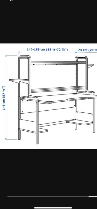 Biurko gamingowe jak nowe ikea fredde czarne