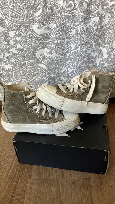 All Star Bota verde-tropa com pormenores