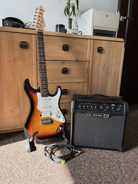 Zestaw Gitara Aria+ Wzmacniacz Line 6 spider