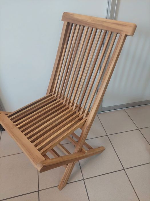 Krzesło drewniane teak, biurowo tarasowe - nowe meble biurowe