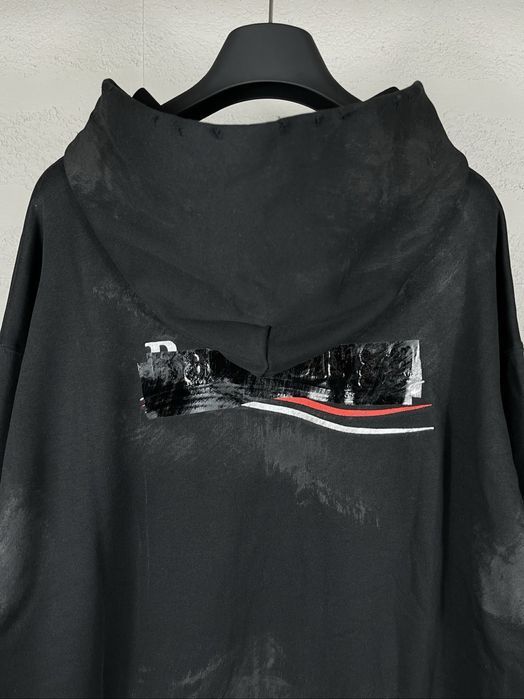 Зип худи BALENCIAGA оверсайз унисекс черное на замке кофта с капюшоном