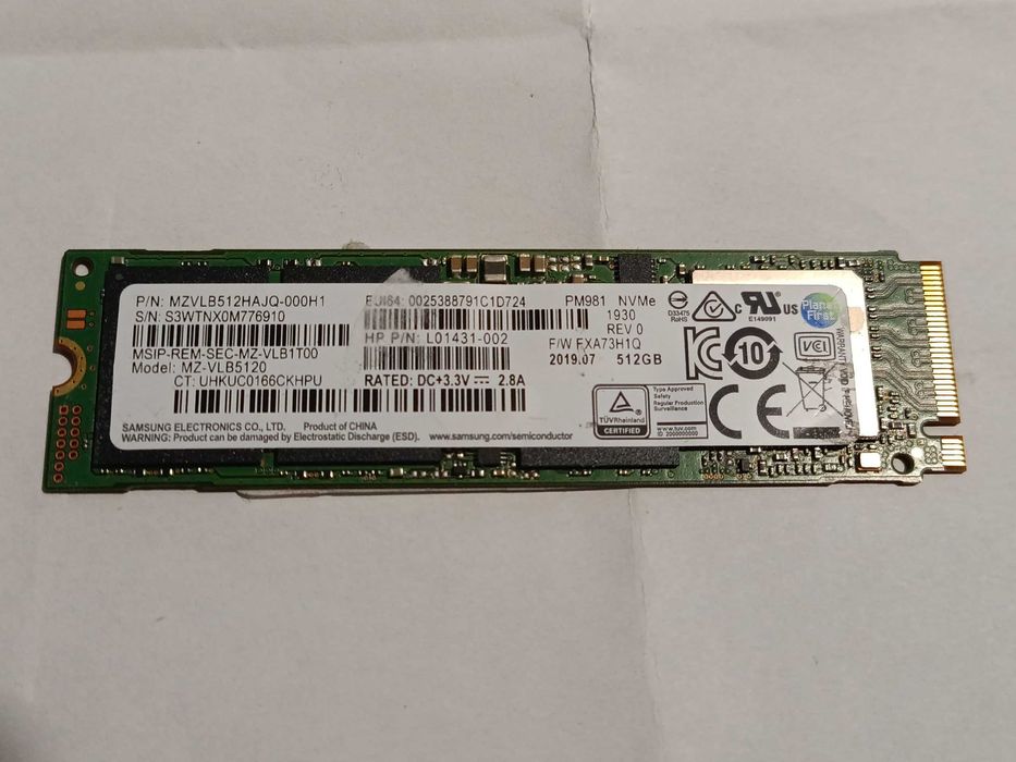 512Gb SSD NVMe Samsung PM981 PCI-E 3.0 m2 2280 Гарний стан