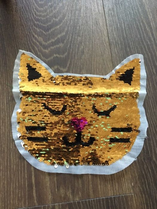 Aplique de lantejoulas reversíveis, patch para costurar 20x20cm GATO