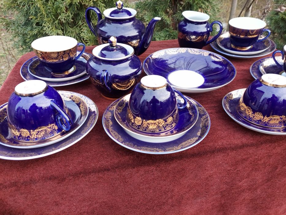 Servis  kawowy Lomonosov kobalt 6 osob